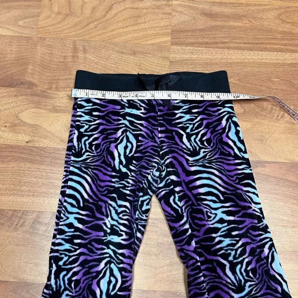 Flap Doodles Toddler Girls Zebra-Print Flower Embroidered Pants Purple Size 2T